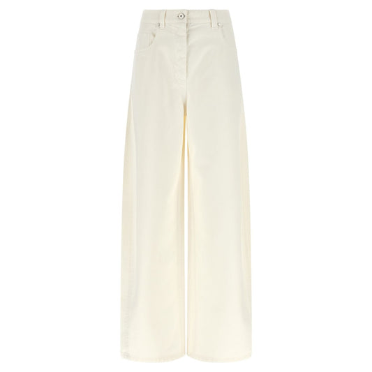 Brunello Cucinelli White Cotton Relaxed Fit Jeans