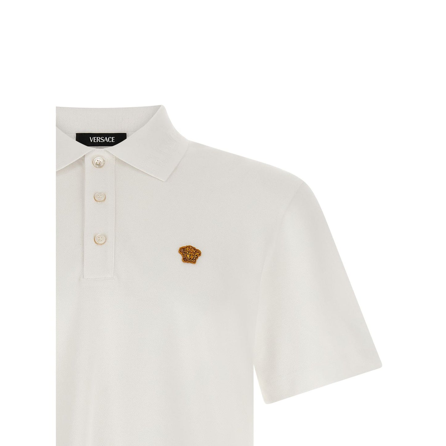 Versace White Cotton Polo Shirt