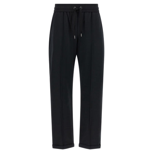 Brunello Cucinelli Black Cotton Joggers (Workout Pants)