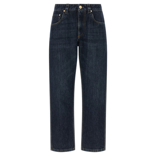Brunello Cucinelli Blue Cotton Straight-Leg Jeans