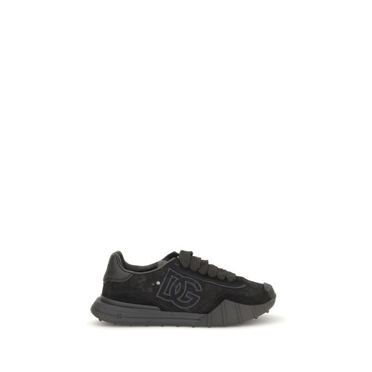 Dolce & Gabbana Black Calf Leather Bos Taurus Chunky Sneakers