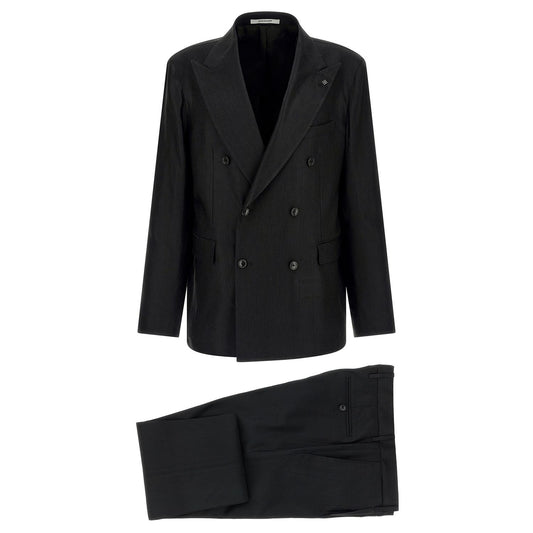 Tagliatore Black Linen Two-Piece Suit