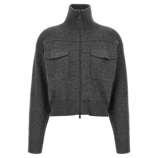 Brunello Cucinelli Gray Cashmere Cardigan