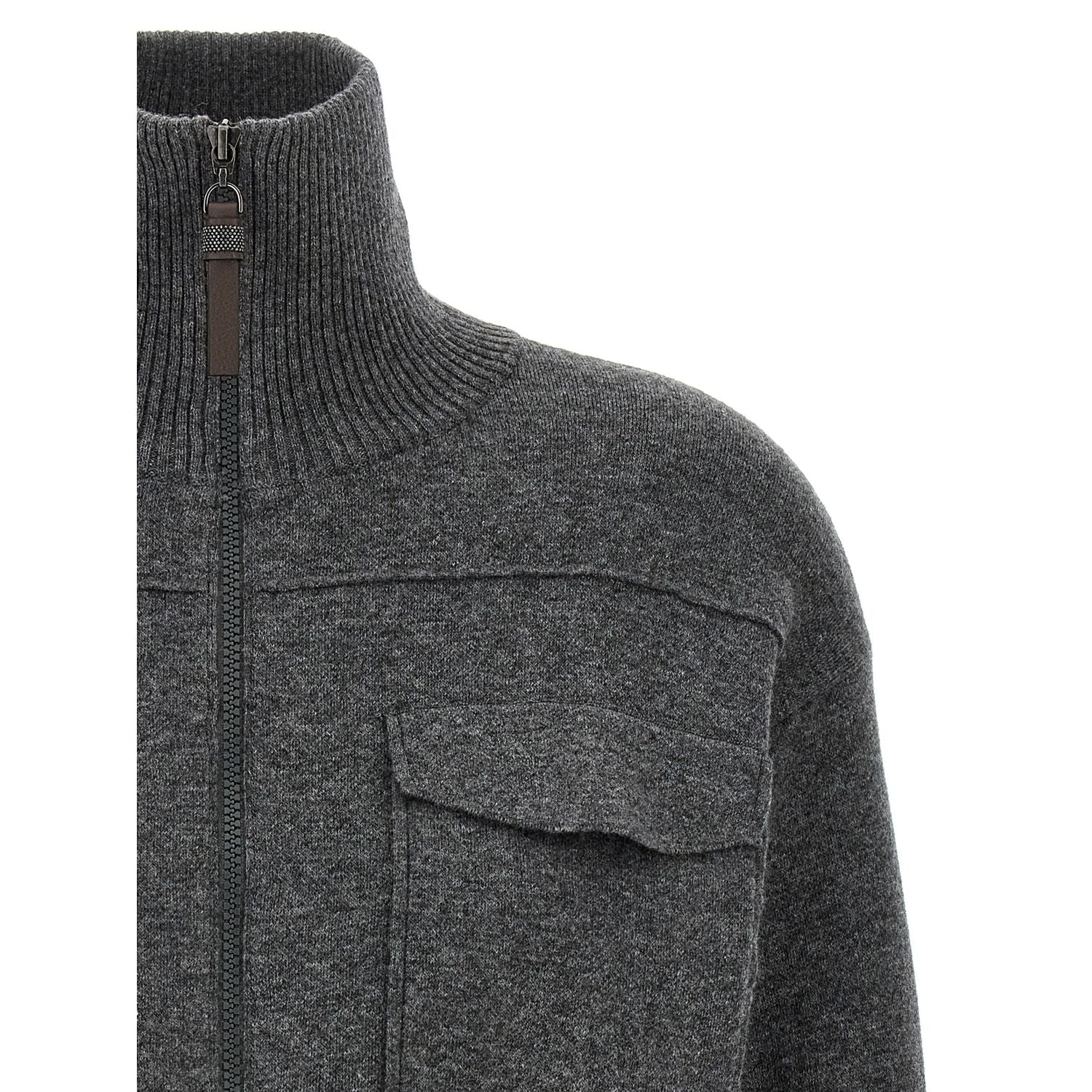 Brunello Cucinelli Gray Cashmere Cardigan