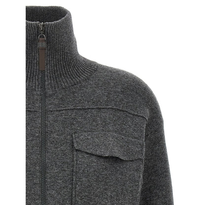 Brunello Cucinelli Gray Cashmere Cardigan