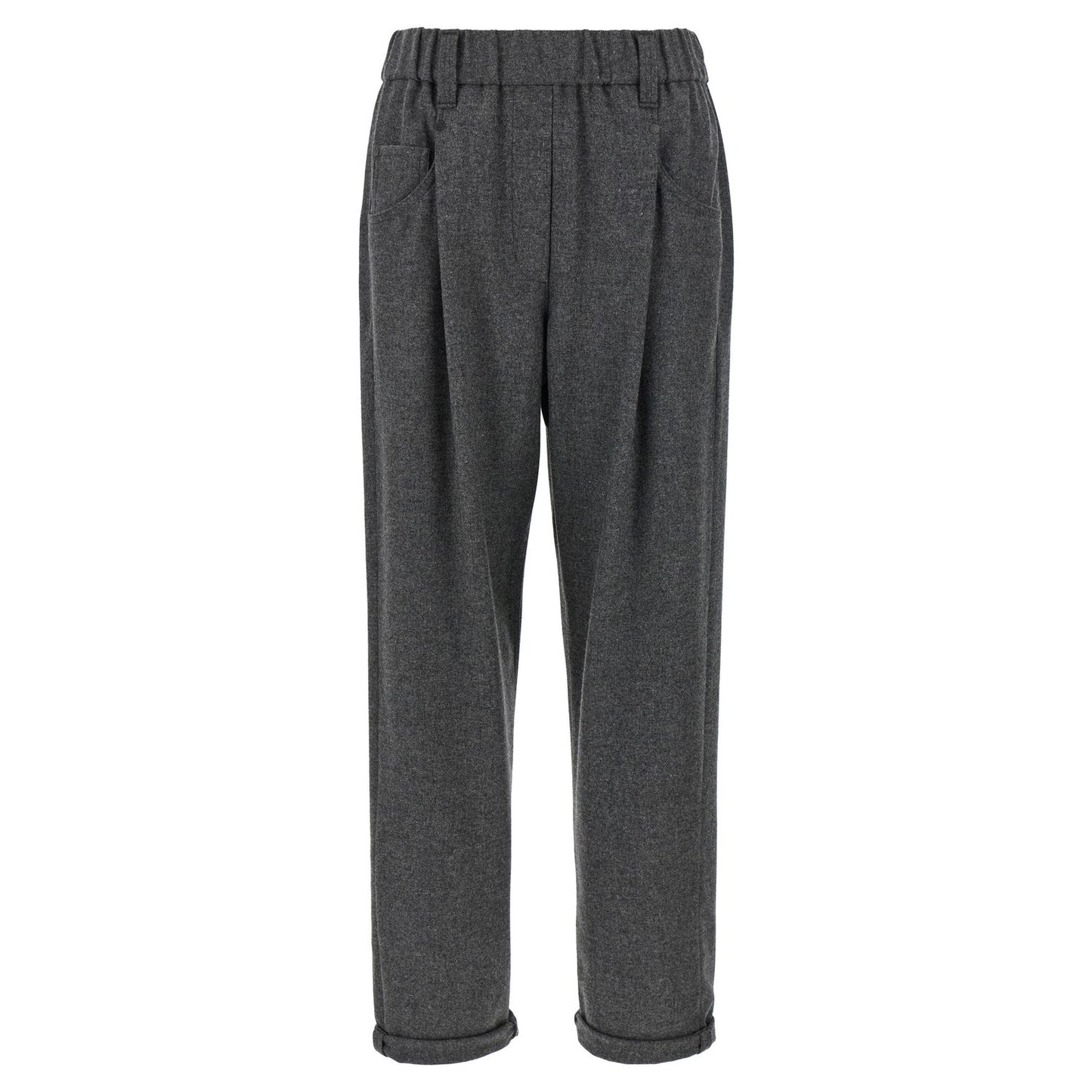 Brunello Cucinelli Gray Virgin Wool Casual Pants