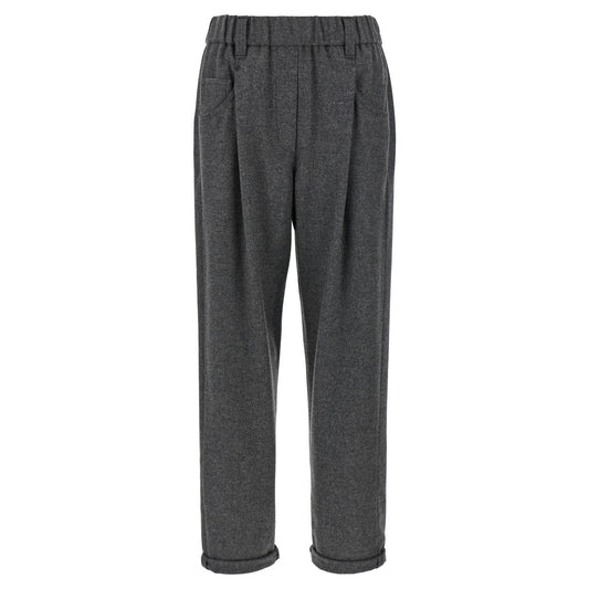 Brunello Cucinelli Gray Virgin Wool Casual Pants