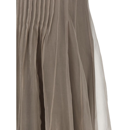 Brunello Cucinelli Beige Silk Long Dress