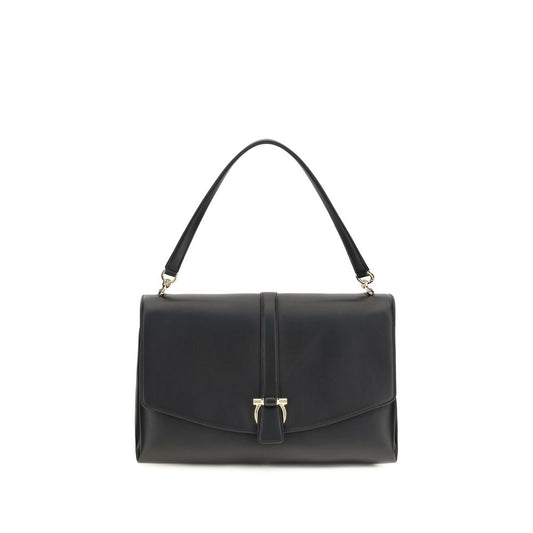 Ferragamo Black Leather The large Mia Shoulder Bag