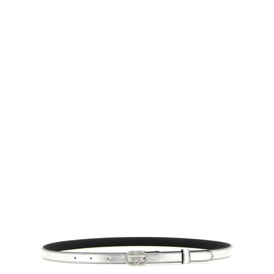 Gucci Silver Calfskin Thin Belt