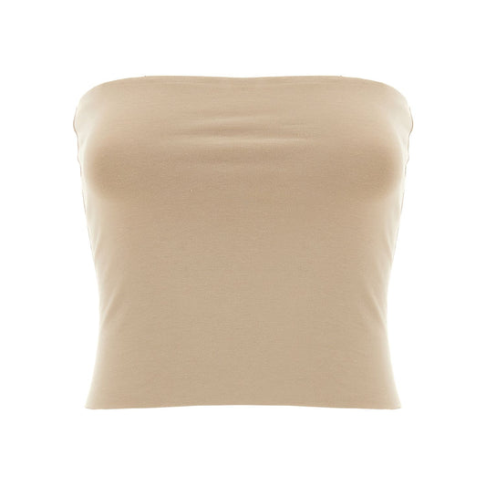 Brunello Cucinelli Beige Cotton Sleeveles T-Shirt