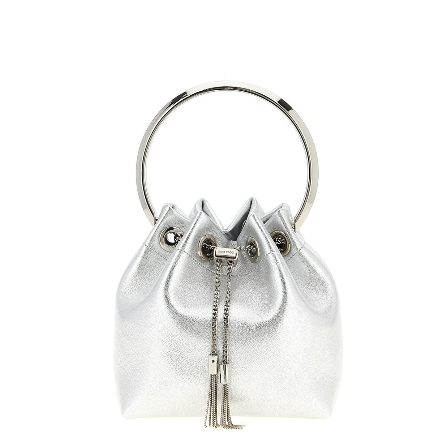 Jimmy Choo Silver Lamb Leather Handbag
