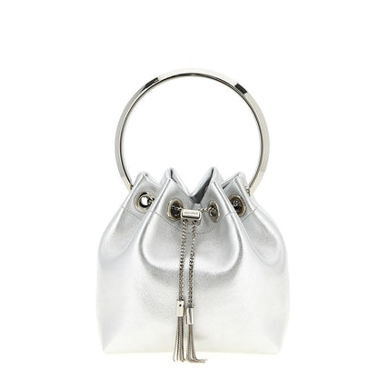 Jimmy Choo Silver Lamb Leather Handbag