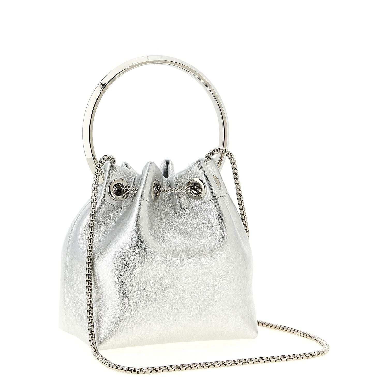 Jimmy Choo Silver Lamb Leather Handbag