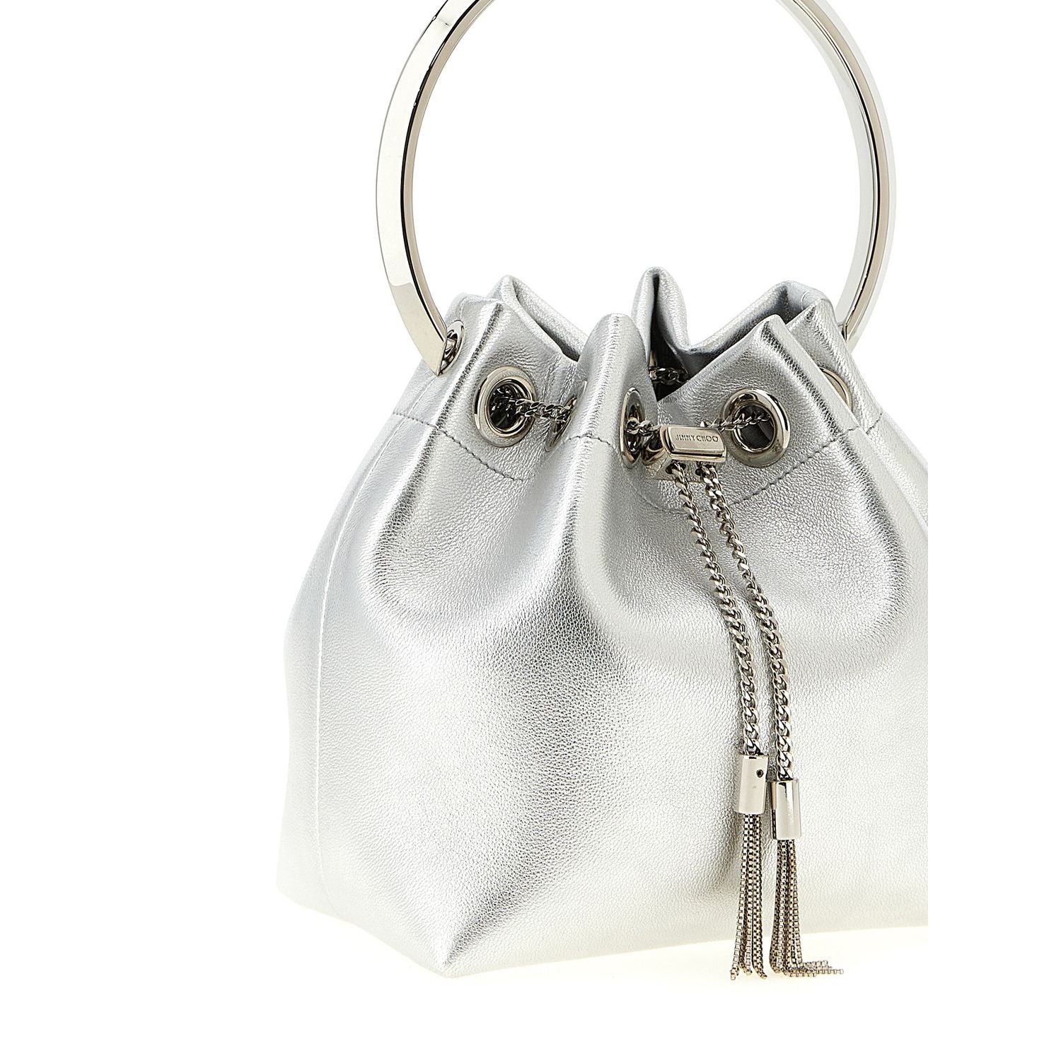 Jimmy Choo Silver Lamb Leather Handbag