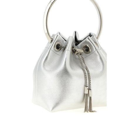 Jimmy Choo Silver Lamb Leather Handbag