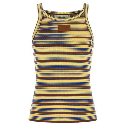 Fendi Multicolor Cotton Sleeveles T-Shirt