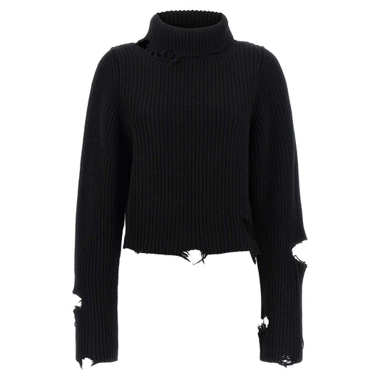 Haikure Black Merino Wool Cardigan