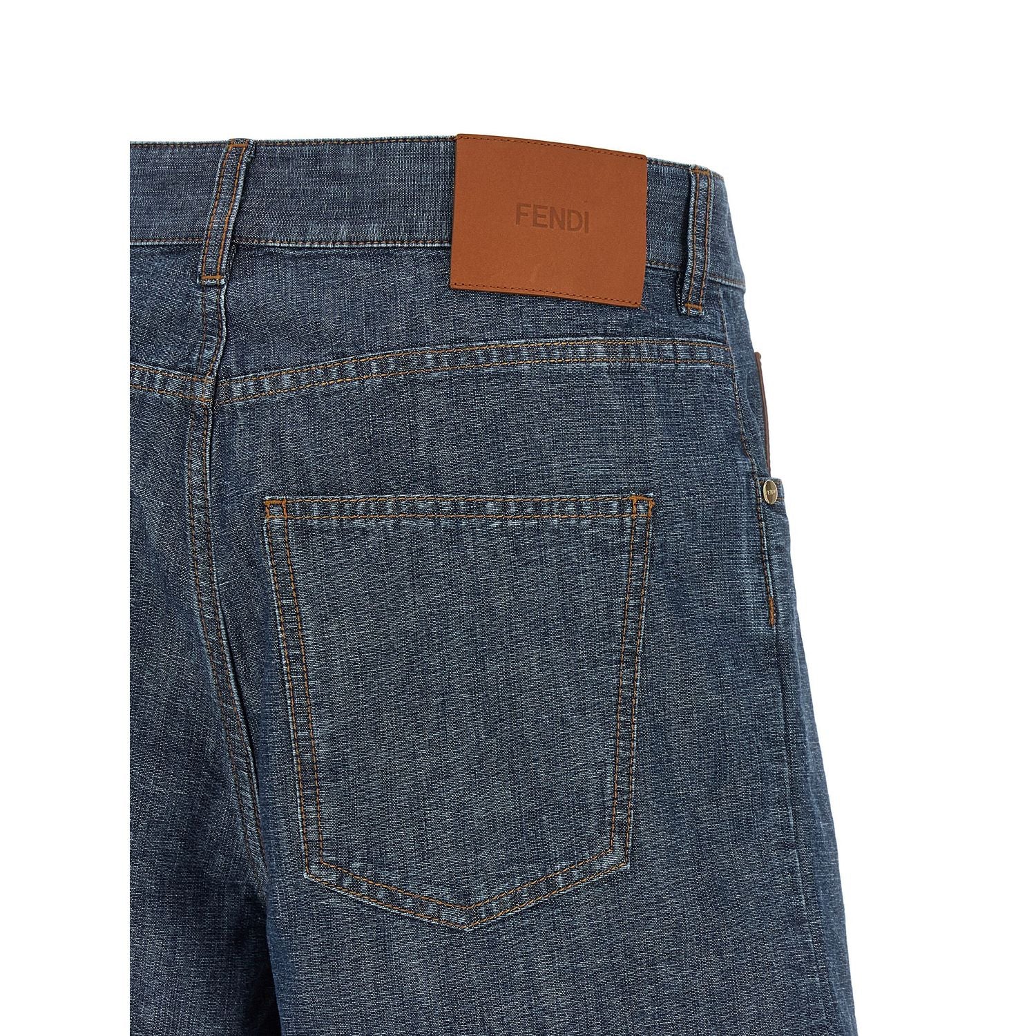Fendi Blue Cotton Bermuda Shorts