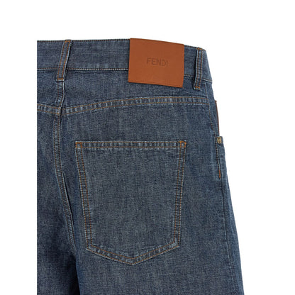 Fendi Blue Cotton Bermuda Shorts