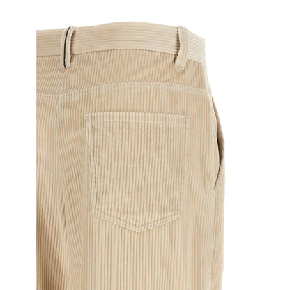 Brunello Cucinelli Beige Cotton Casual Pants