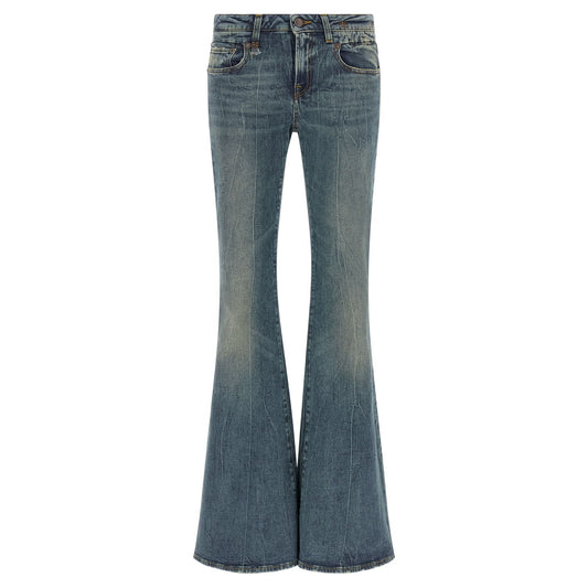 R13 Blue Cotton Flared Jeans