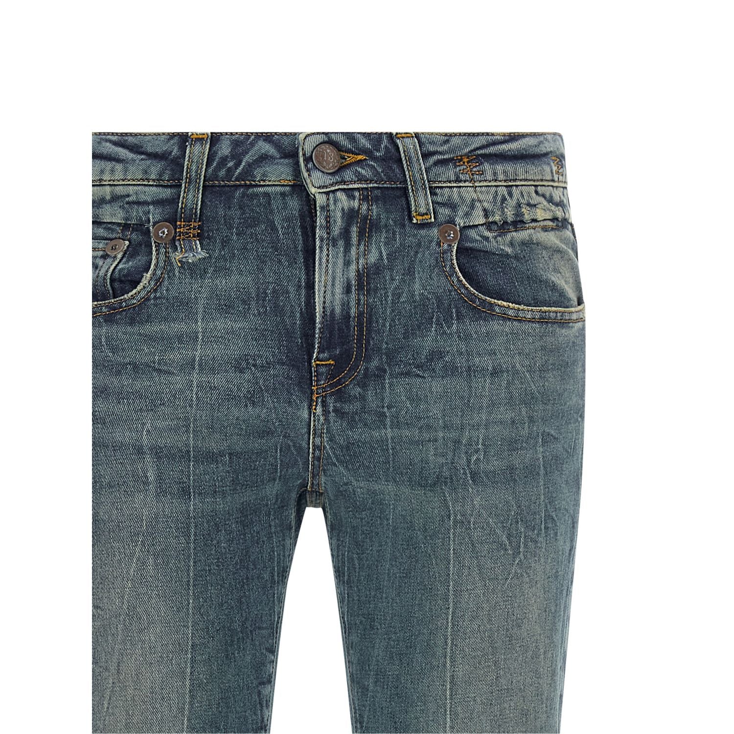 R13 Blue Cotton Flared Jeans