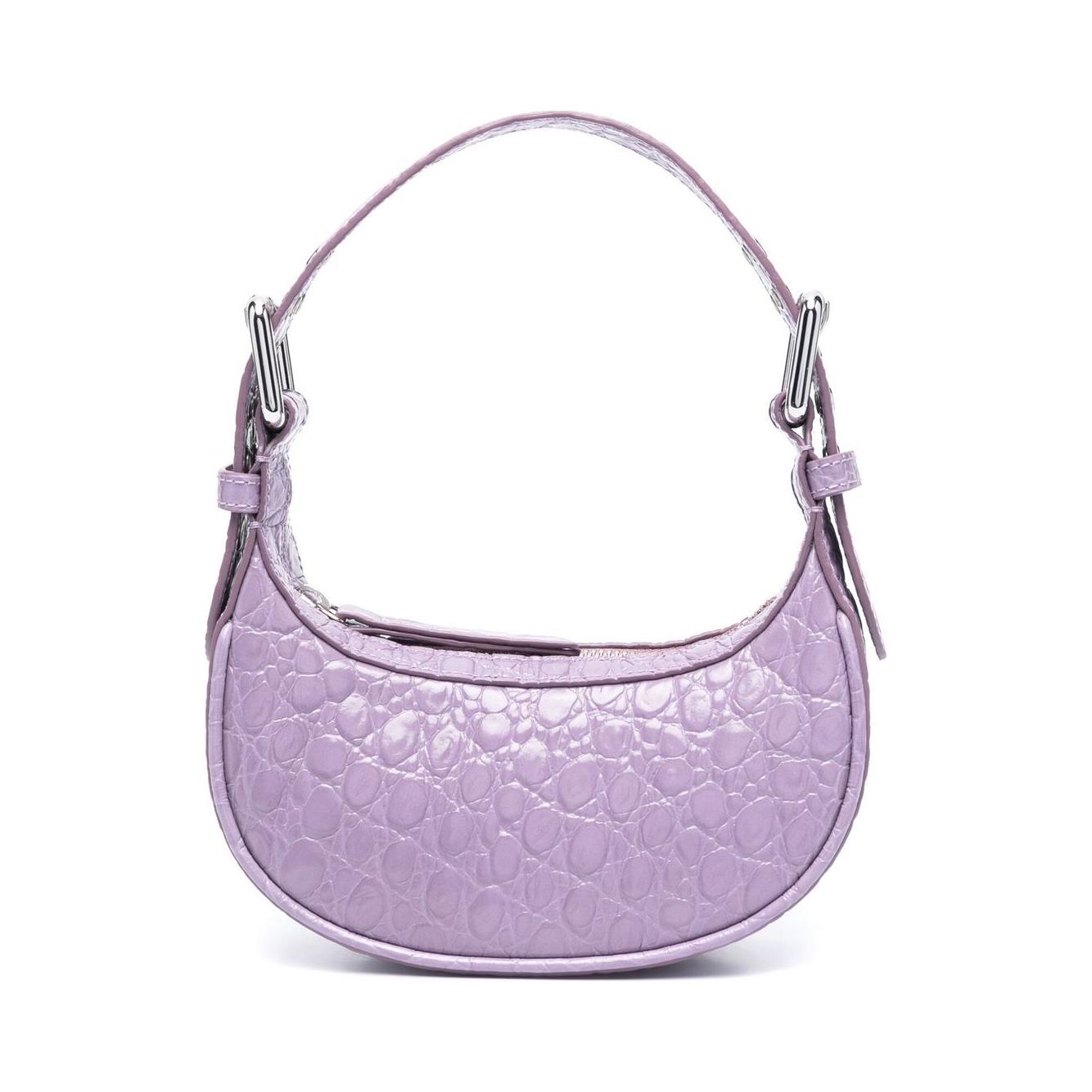 BY FAR PRE mini Soho crocodile-embossed leather shoulder Bag Purple Shoulder By Far Pre