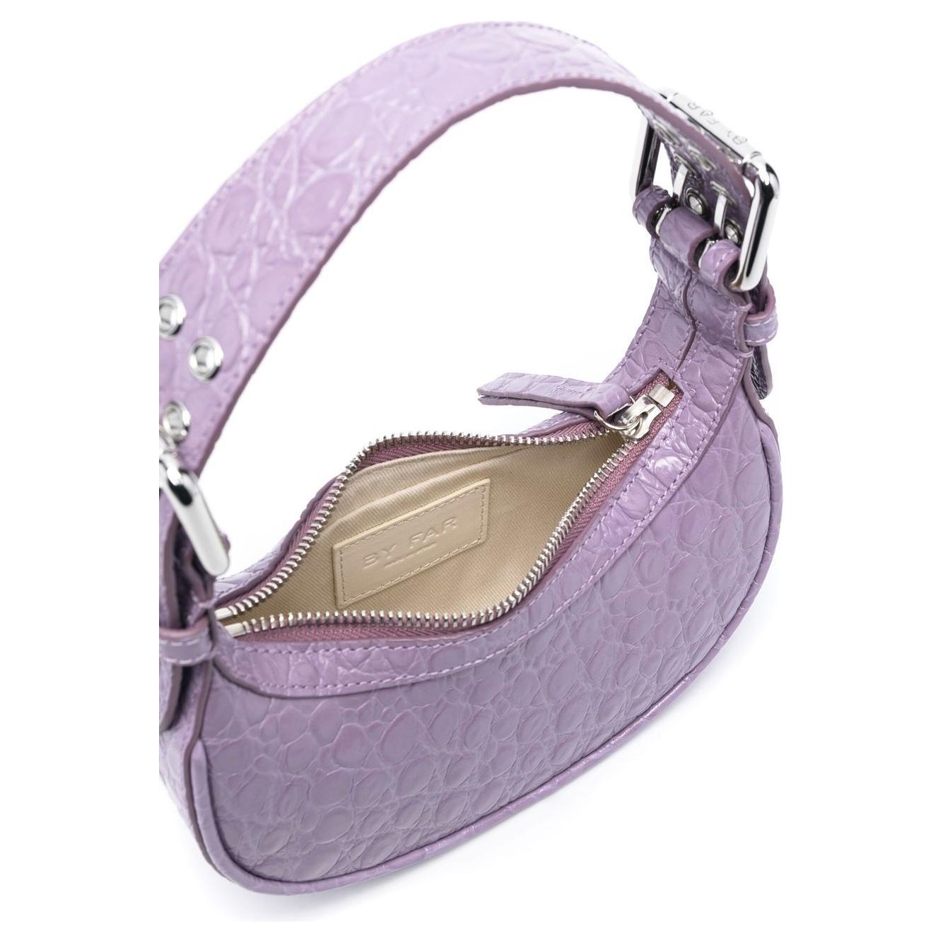 BY FAR PRE mini Soho crocodile-embossed leather shoulder Bag Purple Shoulder By Far Pre