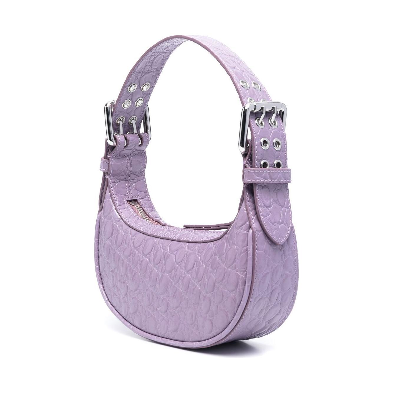 BY FAR PRE mini Soho crocodile-embossed leather shoulder Bag Purple Shoulder By Far Pre