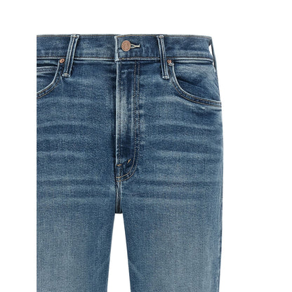 Mother Denim Blue Cotton Flared Jeans