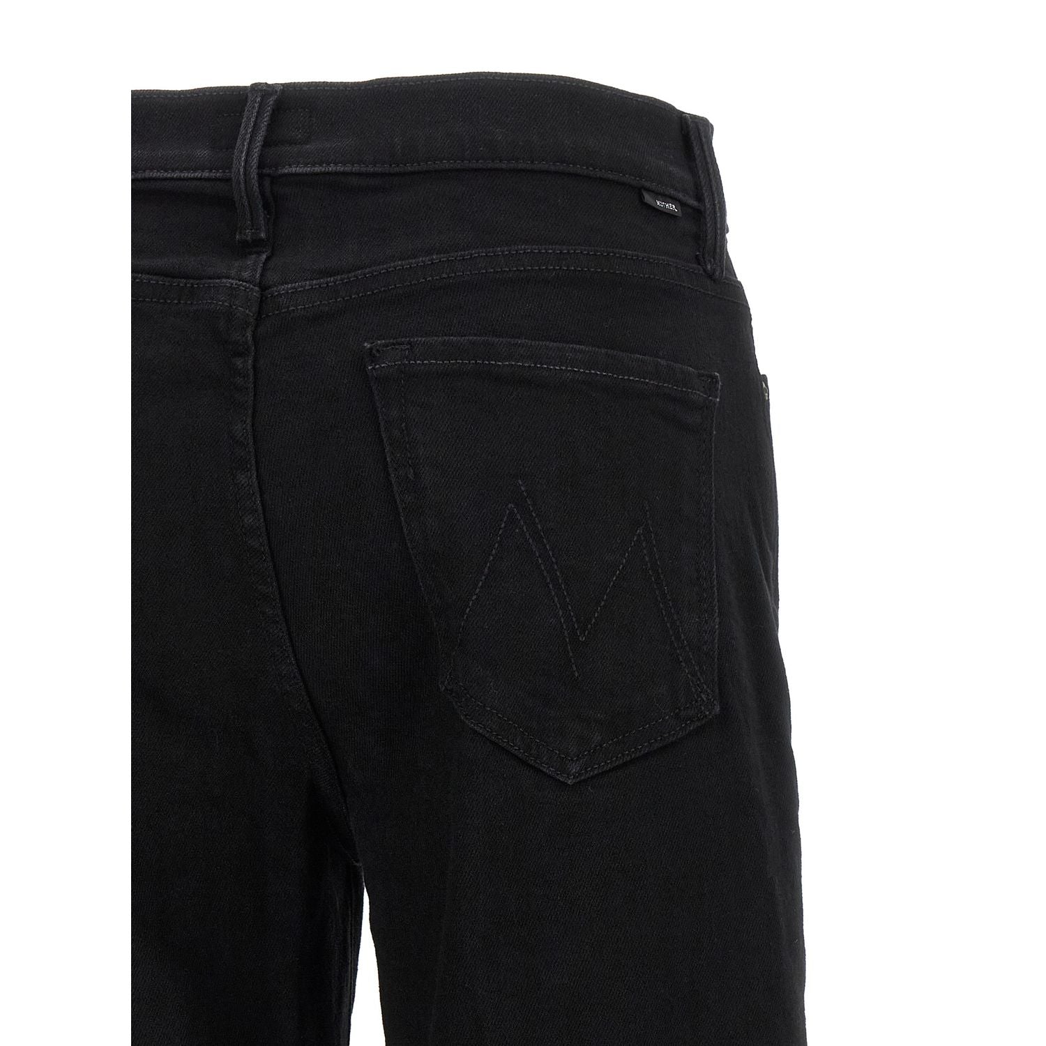 Mother Denim Black Cotton Flared Jeans