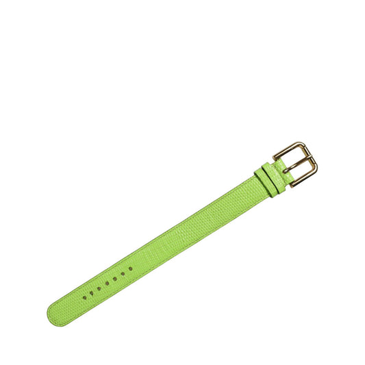 Dolce & Gabbana Green Textured Leather Gold Buckle Belt Strap Bracelet