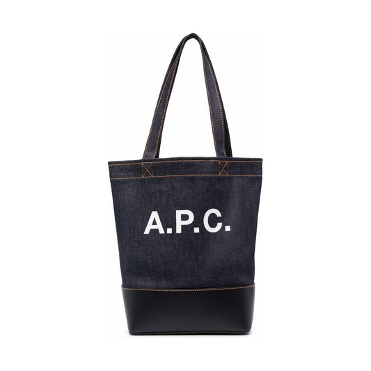 A.P.C. blue cotton/leather denim Tote Bag Shopper A.P.C.