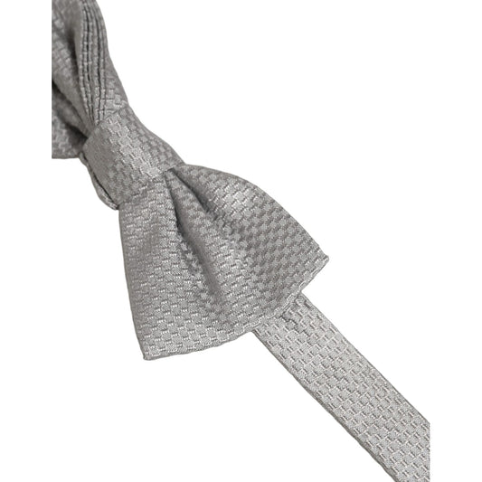 Dolce & Gabbana Men Gray 100% Silk Adjustable Neck Papillon Bow Tie