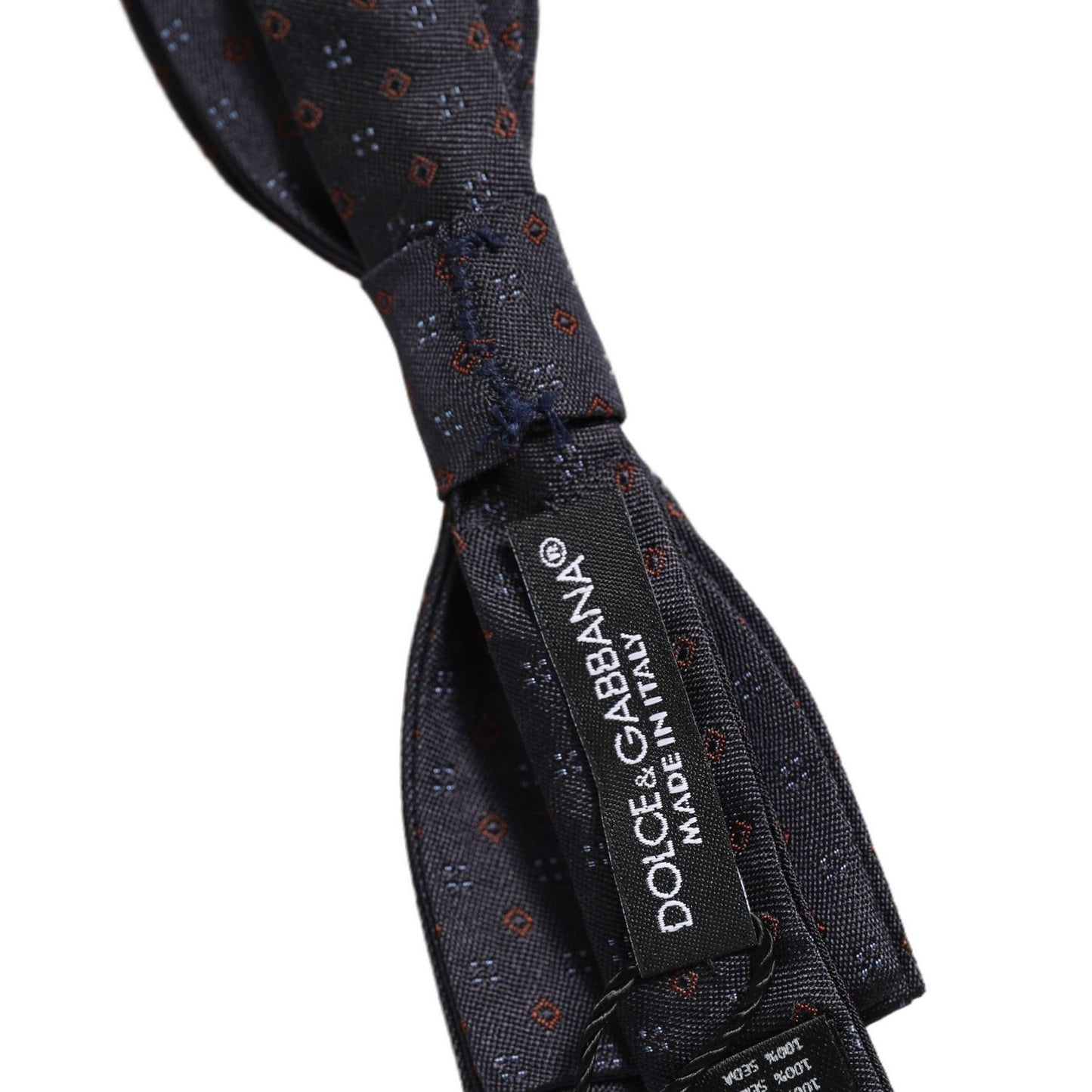 Dolce & Gabbana Black Diamond Pattern Adjustable Neck Papillon Bow Tie