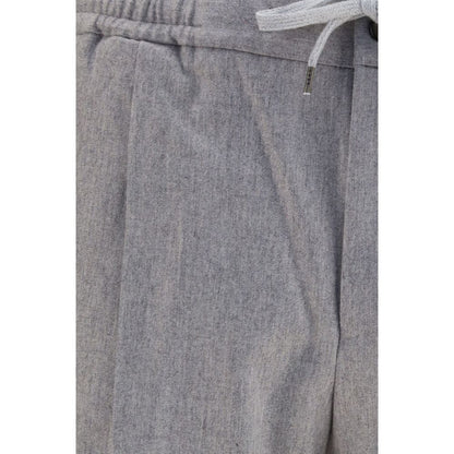 PT Torino Gray Wool Oves Aries Casual Pants