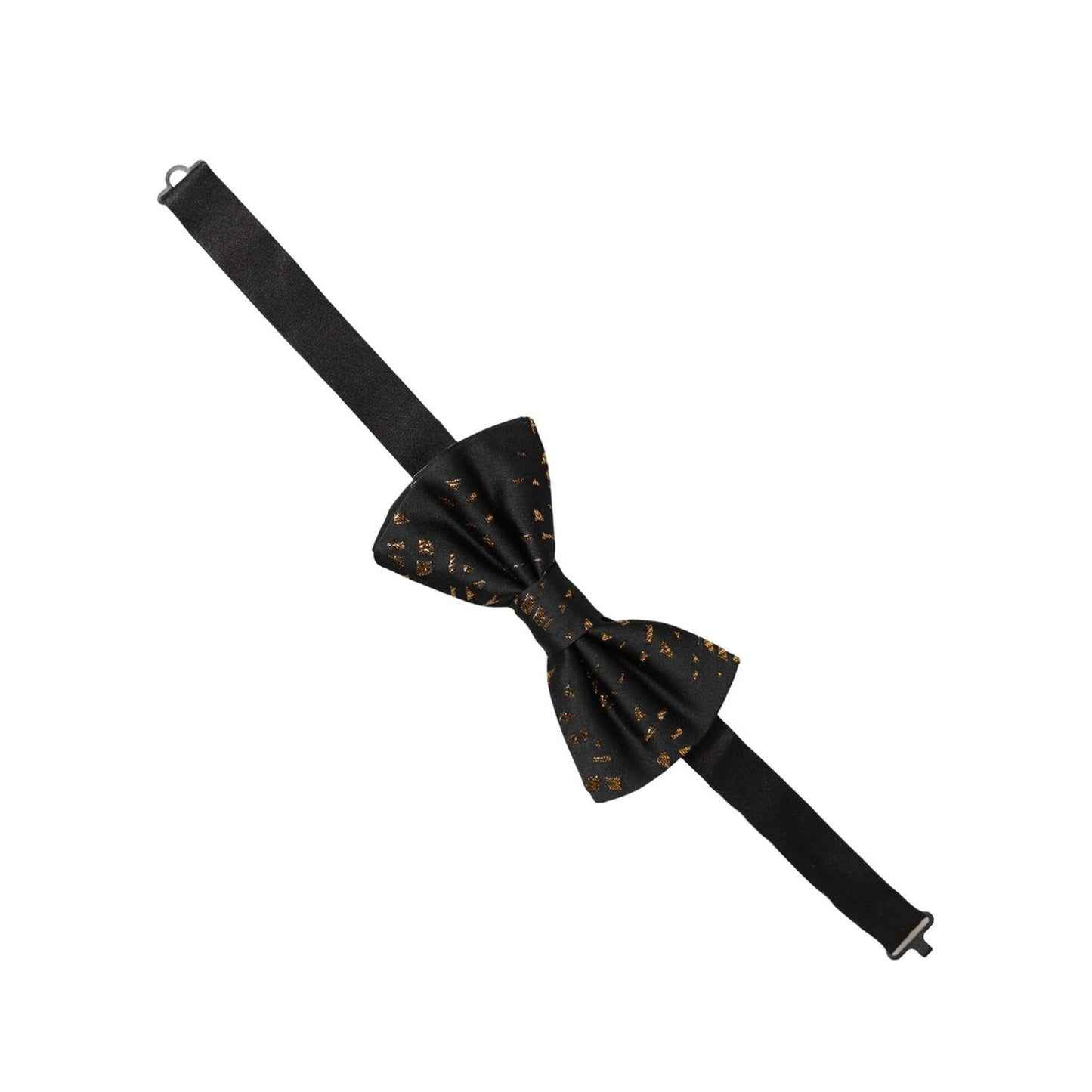 Dolce & Gabbana Black Gold Speckle Pattern Adjustable Neck Papillon Bow Tie