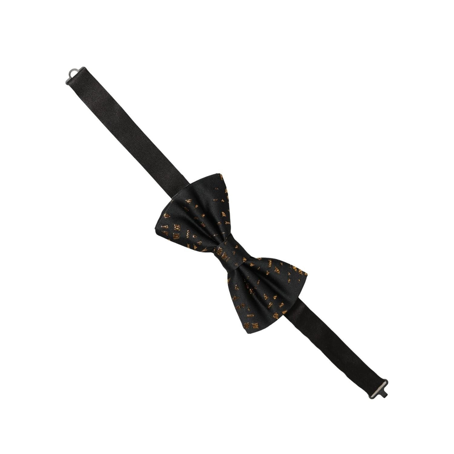 Dolce & Gabbana Black Gold Speckle Pattern Adjustable Neck Papillon Bow Tie