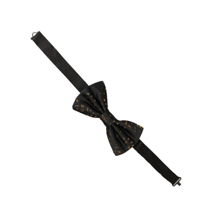 Dolce & Gabbana Black Gold Speckle Pattern Adjustable Neck Papillon Bow Tie