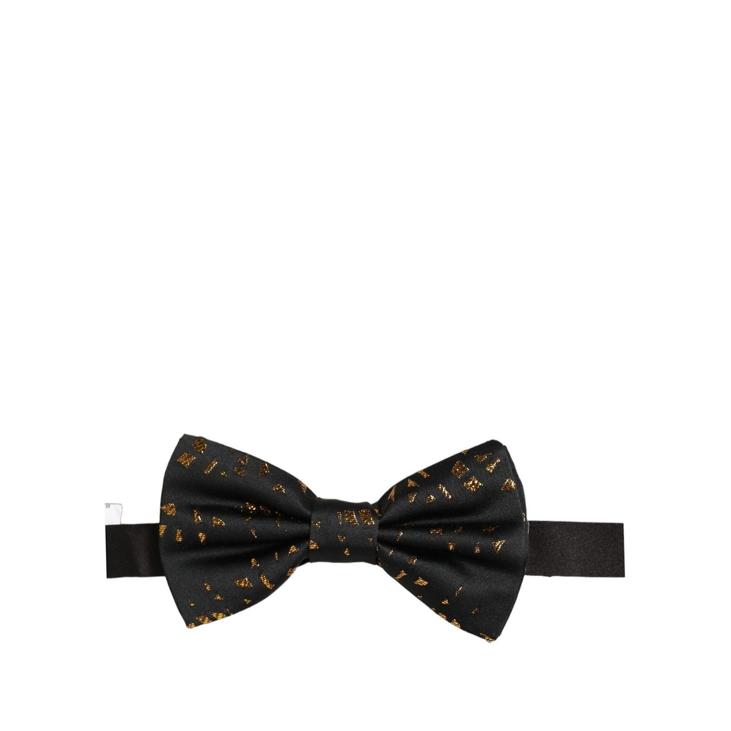 Dolce & Gabbana Black Gold Speckle Pattern Adjustable Neck Papillon Bow Tie