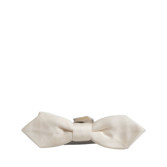 Dolce & Gabbana Men White 100% Silk Adjustable Neck Papillon Bow Tie