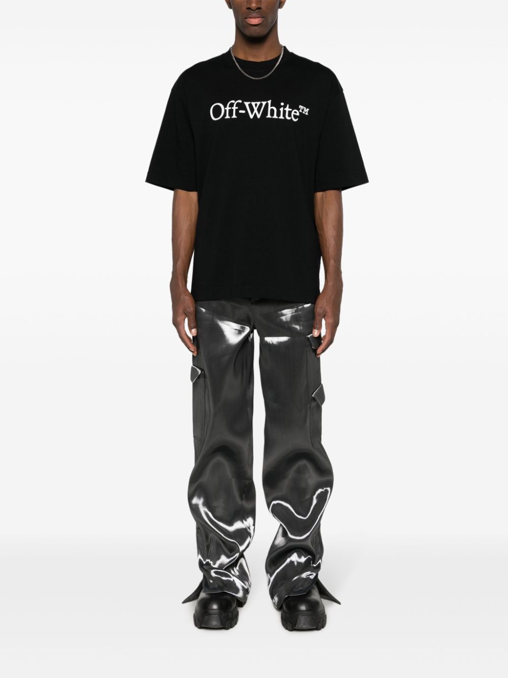 Off White T-shirts and Polos Black Topwear Off White