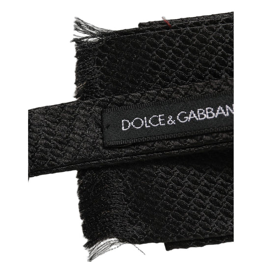 Dolce & Gabbana Men Dark Gray 100% SIlk Adjustable Neck Papillon Bow Tie