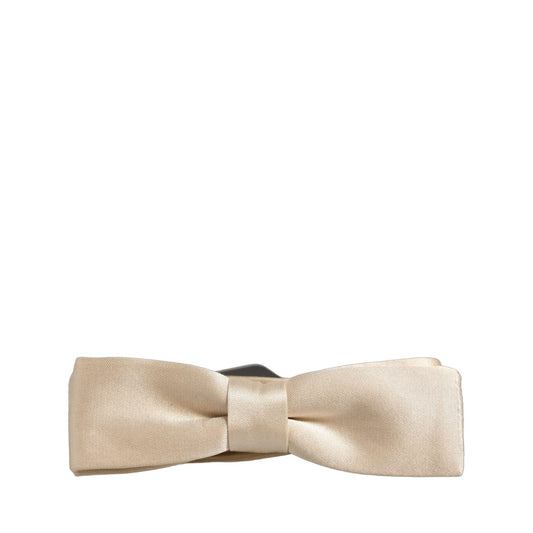 Dolce & Gabbana Men Beige 100% Silk Adjustable Neck Papillon Bow Tie