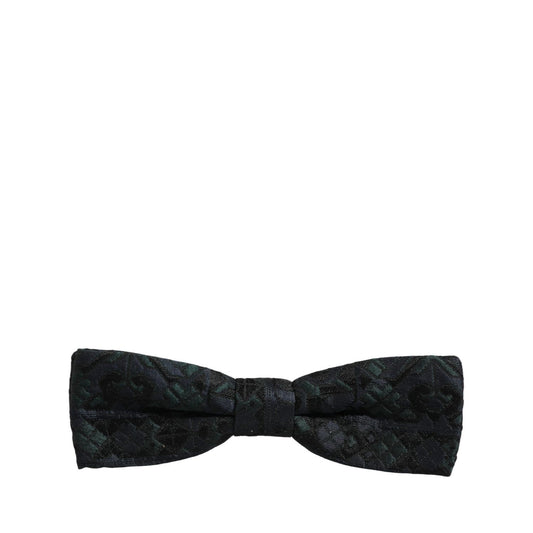 Dolce & Gabbana Men Black Green Paisley Adjustable Neck Papillon Bow Tie