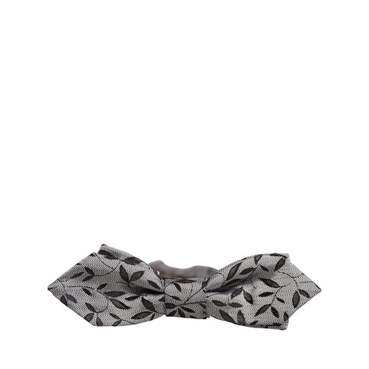 Dolce & Gabbana Men Gray Abstract Silk Adjustable Neck Papillon Bow Tie