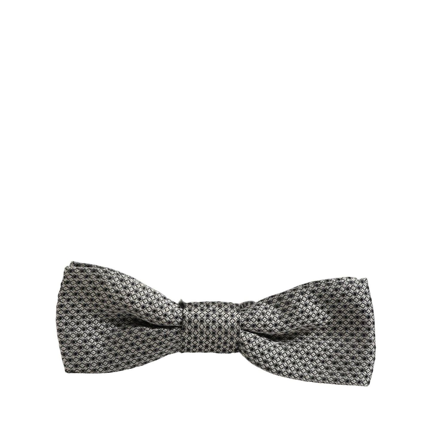 Dolce & Gabbana Men Gray Silk Patterned Adjustable Neck Papillon Bow Tie