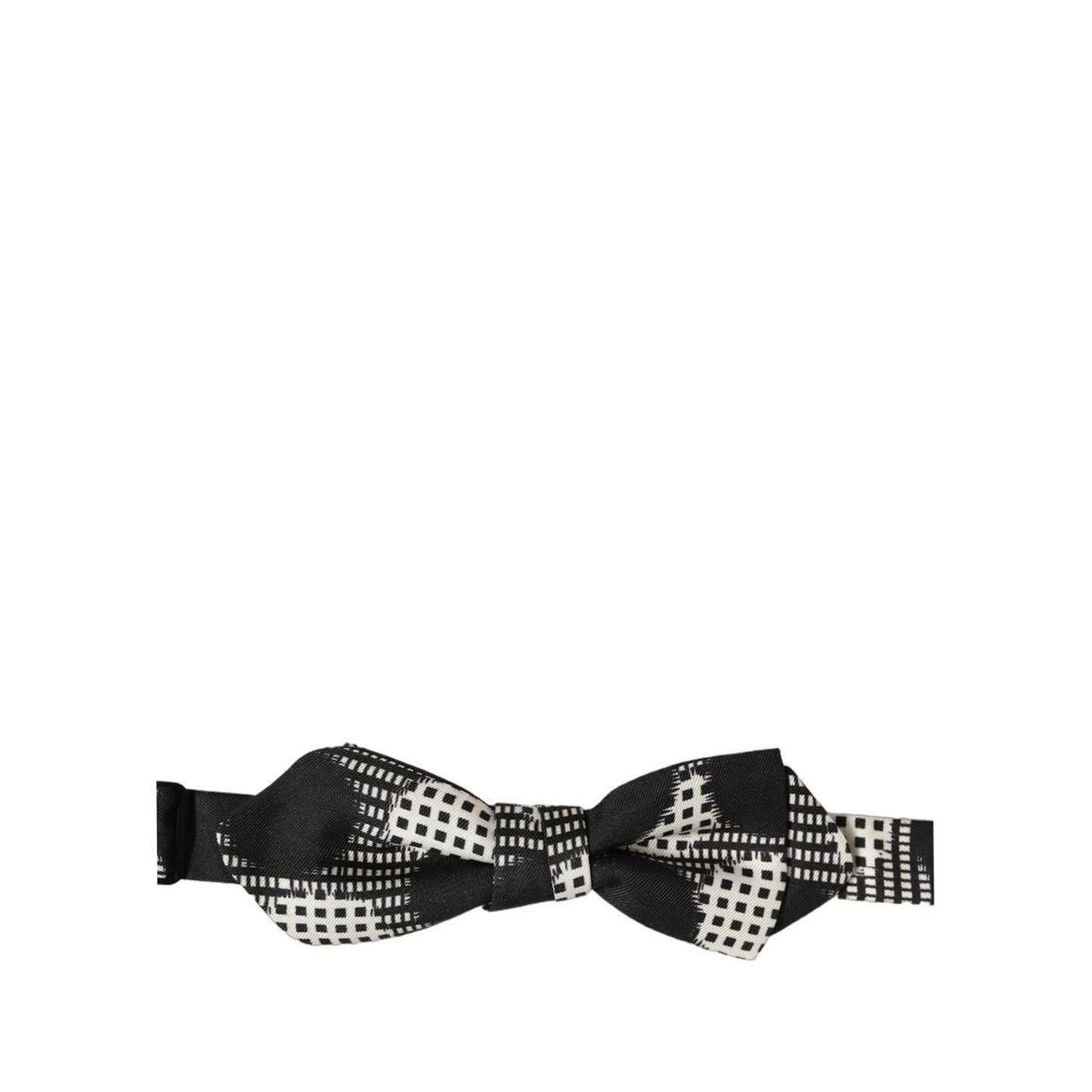 Dolce & Gabbana Black White Checkered Adjustable Neck Papillon Bow Tie