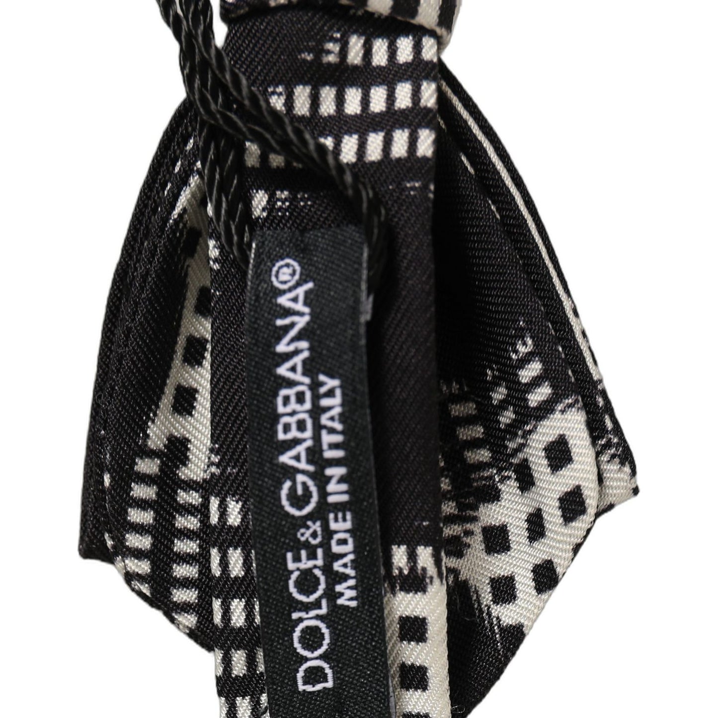 Dolce & Gabbana Black White Checkered Adjustable Neck Papillon Bow Tie